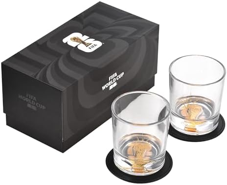 Official FIFA World Cup 2026 Edition - 8oz Whiskey Glass & Leathe...