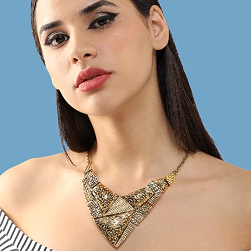 Image of SOHI Contemporary Necklace for Women and Girls, Necklace with Chain detailing for women, Statement jewellery, Fashion Jewellery for women, Imitation, ladies