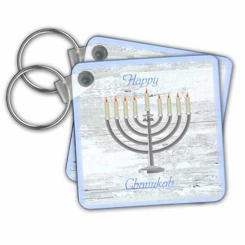 3dRose Key Chains Image of Chanukah Menorah On White Washed Wood (kc-234694-1)