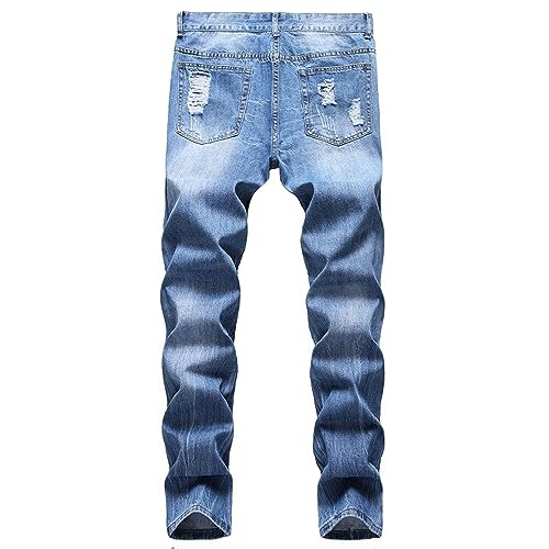 Jeans straight lavés coupe droite et effet breaking hole résistant - 2