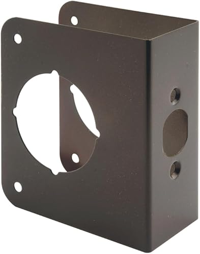 Miniatura 2 de Prime-Line U 10745 - Placa de refuerzo de puerta y cerradura de latón para puertas de 1-34 pulgadas de grosor, acabado de bronce (paquete individual)