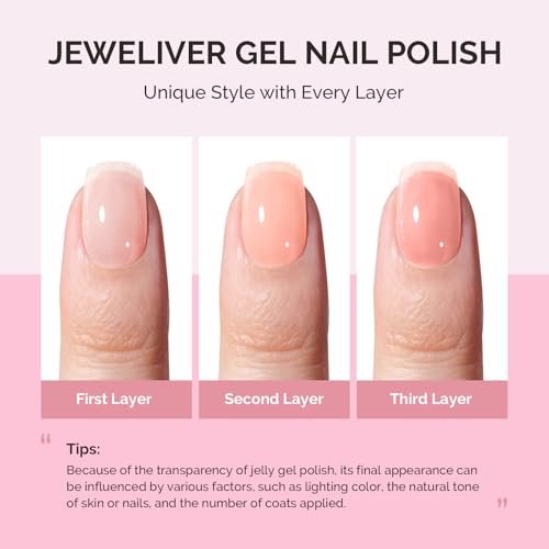 Image of MelodySusie Nude Gel Nail Polish, 0.5Fl.oz Jeweliver Milky Gel Polish Milky Nude Pastel Color Sheer Gel Nails Soak Off UV LED Light Cure Gift for Manicure Nail Art DIY at Home JM28