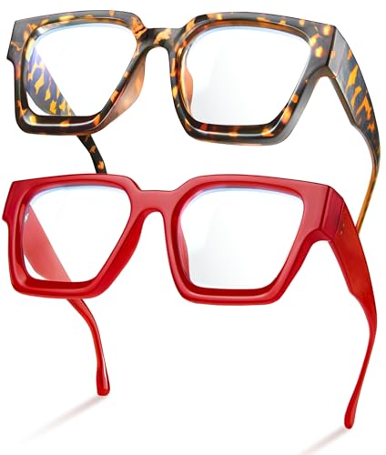 Image of livho Oversized Eyewear Frame for Woman and Men - Rectangle Fashion Glasses for Computer, Chic Preppy Frame