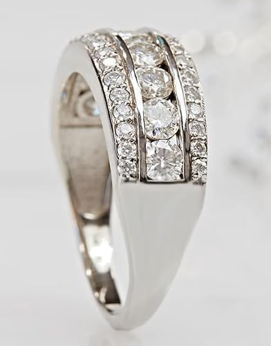 Purvika Jewels Round Cut Moissanite Half Eternity Wedding Band Ring, 3.00 Ct, Channel Set, Silver