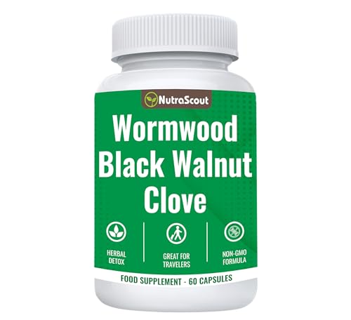 Wormwood Black Walnut and Clove Detox Cleanse for Humans | Gut, Colon & Bowel Guard with Pumpkin Seed & Papaya | Lab Tested, Easy to Swallow & Non-GMO | 60 Capsules