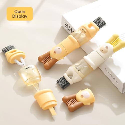 Image of 5 in 1 Cup Lid Cleaning Brush, Multifunctional Crevice Portable Cup Lid Cleaning Brush for Home Kitchen Crevice Cleaning Tools for Bottles, Gap Tight Spaces Cup, 2 Pcs