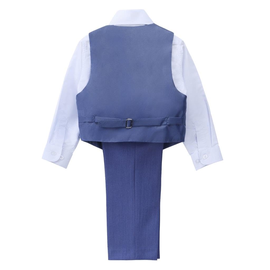 Lito Angels Traje de Esmoquin Ajustado Infantil - Conjunto Formal de 5 Piezas para Bodas- Tallas 2-7 años- Azul/Verde/Rosa​/Camel
