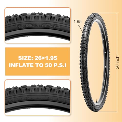 Hycline Mountain Bike Tires Set: 2-Pack 20/24/26×1.95 Inch