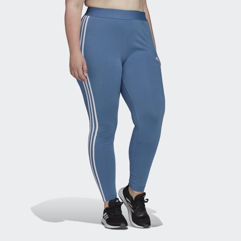 adidas Women's Essentials 3-Stripes Leggings, Altered Blue / White, 4X3
