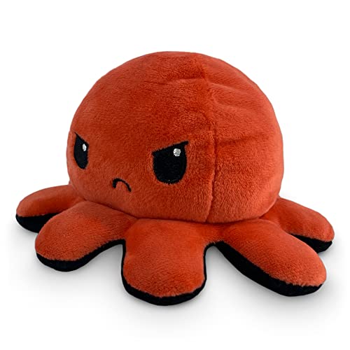 Image of TeeTurtle Reversible Octopus Plushie - 4-Inch Angry Red + Rage Black Two-Sided Flip Plush Toy with Embroidered Details - Cute Mini Collectible Plush for Kids, Teens, and Adults