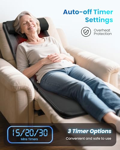 COMFIER Massagematte für den ganzen Körper, Wärmefunktion, Shiatsu-Rückenmassage, tiefenwirksame Knetmassage und Vibration, geeignet für Stuhl, Sofa und Bett, Geschenk für Mama und Papa
