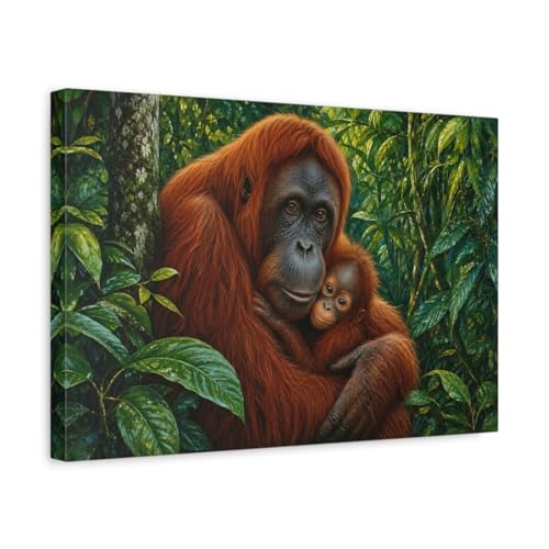 Tableau sur toile orangoutan réalisme riche texture avec châssis de 3 cm de qualité