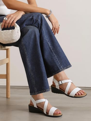 Image of SHIBEVER Wedge Sandals for Women Dressy: Comfortable Low Heel Sandals | Adjustable Casual Dress Shoes with Cushioned Insole and Non-Slip Sole, All-Day Walking
