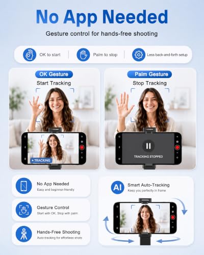Image of UBeesize 70 inch Auto Face Tracking Phone Tripod for iPhone & Camera with Light