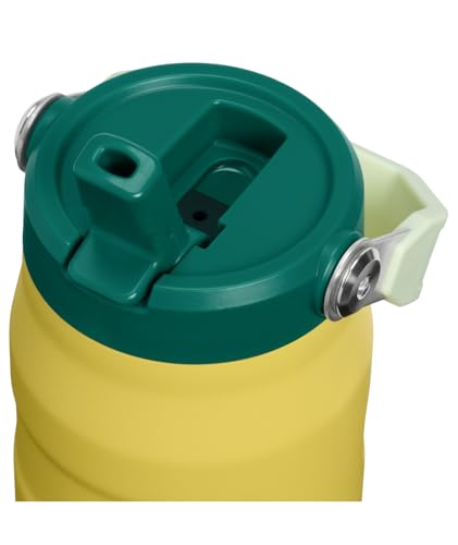 Image of STANLEY IceFlow Flip Straw 2.0 Water Bottle 24 oz | Built-In Straw with Larger Opening | Lightweight and Leak Resistant | Insulated Stainless Steel | BPA-Free | Daffodil Emerald