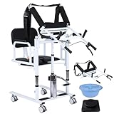 WFGI Silla de Transferencia para elevación de Pacientes, Elevador de Pacientes portátil y liviano, Altura de elevación del Asiento Dividida a 180° Ajustable, Transferencia multifunción