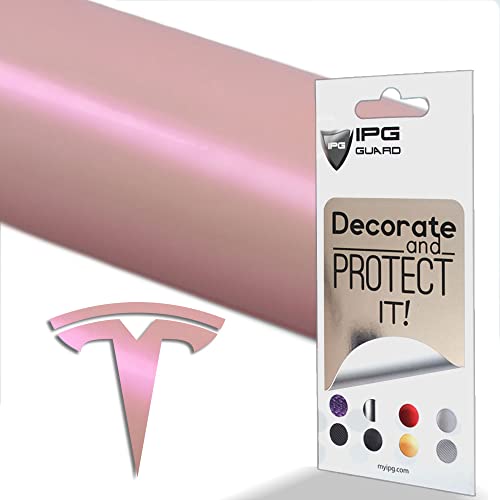 Image of IPG Compatible with Model Y Decal Sticker (8 Logo Set) Overlay Stickers Do it Yourself Stickers Set Personalize Your Tesla (Pink Pearl)