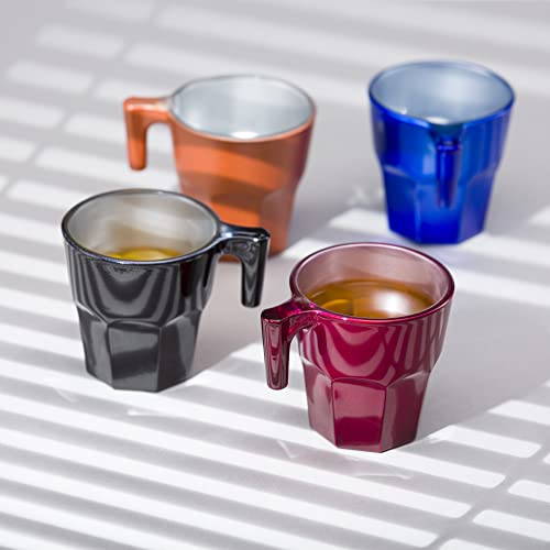 Image of Pasabahce Casablanca Mug from House of Pasabahce The Original Pasabahce from Turkey, Metalic Assorted Colour Casablanca Mugs, 70 ml in Set of 4 Pcs, Perfect fit for Tea /Coffee.