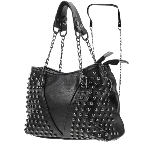 Paquet bandoulière rivet pour femmes sac chaîne PU noir pour affaires quotidiennes