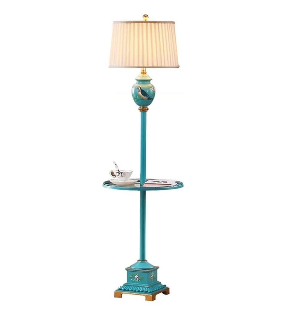 Lampes Pied Żywiczna Lampa Podłogowa Z Półkami Ze Szkła Hartowanego Ręcznie Malowana Nowoczesna Stojąca O Wysokości 61 Cali Oświetlenie Podłogowe Do Salonu Lampy Stojące Salonu