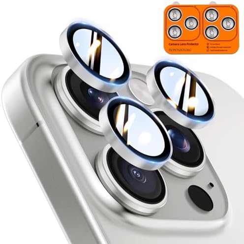 TOCOL für iPhone 16 Pro Max / 16 Pro Kameraschutz, 2 Sets, Silber | Einfache Montage, Ultra HD Camera Cover, 9H Stoßfest Kratzfest, Hüllenkompatibel, Kameraschutz für iPhone 16 Pro