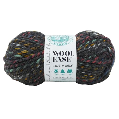 Image of Lion Brand Yarn Wool-Ease Thick & Quick Yarn, Soft and Bulky Yarn for Knitting, Crocheting, and Crafting, 1 Skein, Bedrock | Super Bulky Wool Acrylic Blend Fiber for Soft Hats, Sweaters, Chunky Blankets, Yarn for Crochet, Knitting, Crafts, Weaving