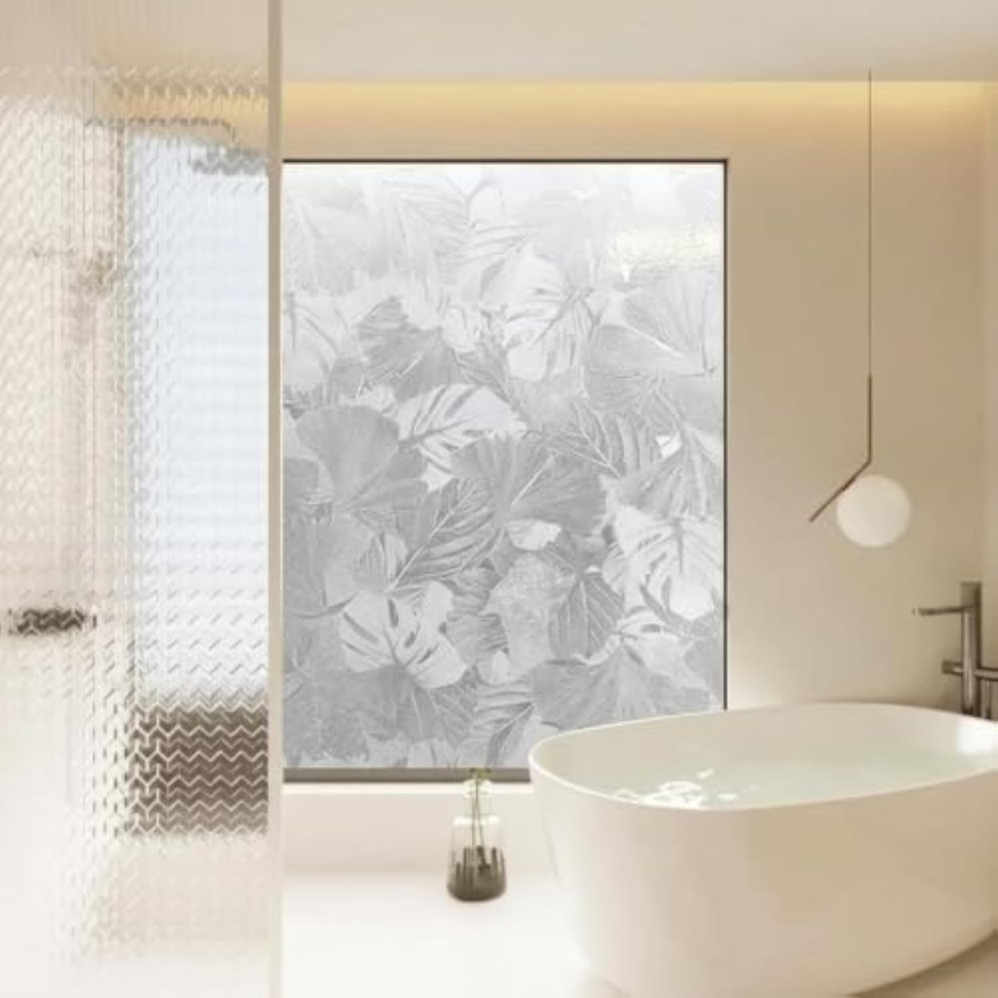 Stained Glass Window Film with Leaf Pattern