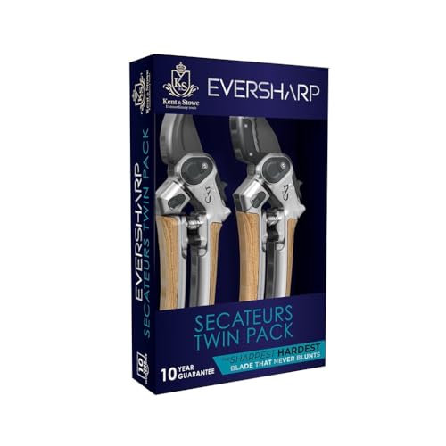 Kent & Stowe 70109175 Eversharp Secateurs Twin Pack/Gift Set, Containing Ash-Handled All-Purpose & Hard-Anvil Secateurs, Perfect for Pruning Green & Hard Wood