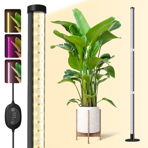 Standing Grow Lights for Indoor Plant, 243LED Full Spectrum with Timer, 48in Vertical Grow Light, Artificial Sunlight Lighting with Aluminum Alloy Base for Indoor Gardening and Plant (1 Pack)
