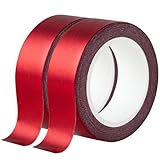 QDiShi 2 Rolls Red Washi Tape for Wall Decor Decorative,Foil Masking Tape Low Tack Self Adhesive Decorative Washi Tape Metallic Washi Tape 0.59in x66FT Shiny Metallic Color(Red)
