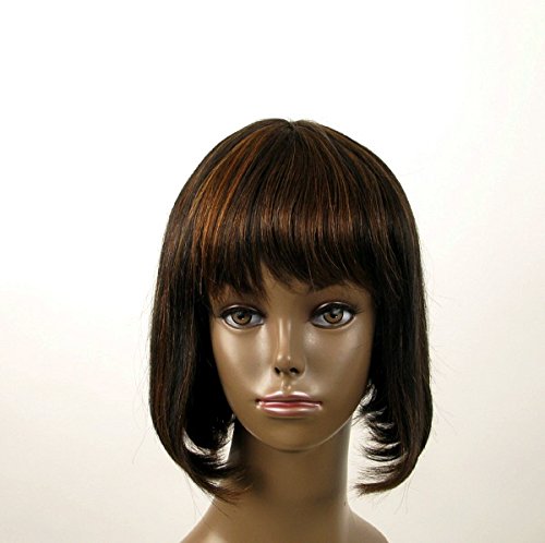 Perruque Afro Mi-longue 100% Cheveux Naturels, Méchée Noir Et Rouge - Neuve Avec étiquettes (réf. JACKIE 01/1b410)