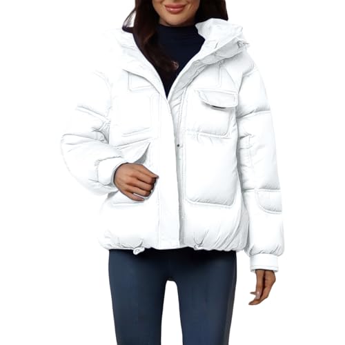 Chaquetas de invierno acolchadas con capucha para mujer abrigos cortos 2