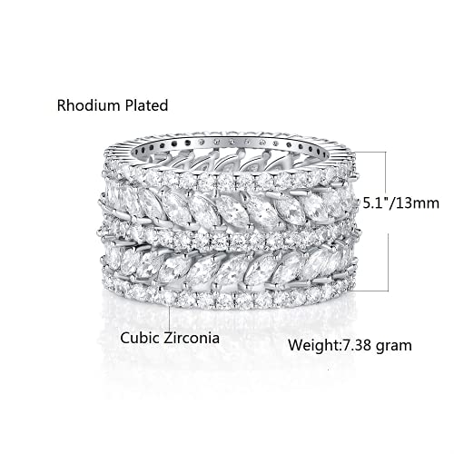 Gemsme 14K Gold Plated Marquise Cubic Zirconia Eternity Statment Ring for Women2