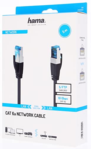 Hama Network Cable, CAT 6a, 10 Gbit/s, S/FTP Shielded, 5.00 m, black, 5 m - Image 2