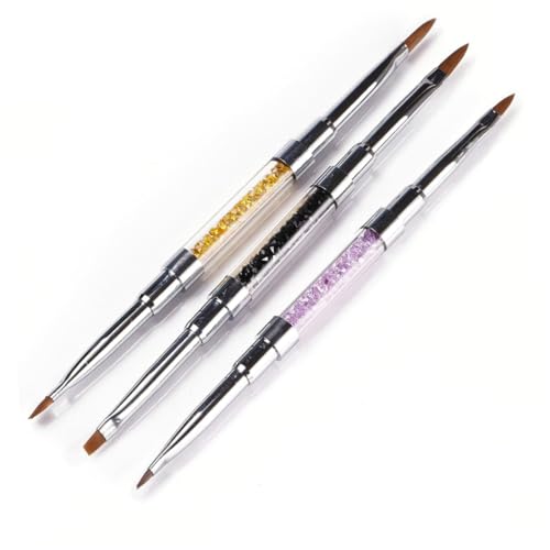 minkissy pluma de pincel plano gel uñas gel de uñas pintauñas esmalte uñas kit de esmalte de uñas de gel papel de aluminio para el diseño de arte de uñas bolígrafos de doble pincel Black