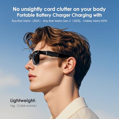 Image of Wearable Charger for RayBan Meta Gen 2, RayBan Meta Gen 1, Wayfarer /Skyler /Headliner /Oakley Meta HSTN, Portable Charger for Meta Glasses Accessories, Mini Charger for Meta