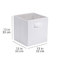 Amazon Basics zusammenklappbarer Aufbewahrungswürfel/Organizer aus Stoff mit Griffen, 33 cm x 33 cm x 33 cm, Einfarbig Weiß, 6 Stück – Ansicht 5