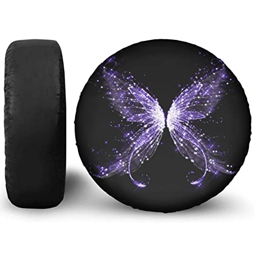 Image of Delerain Purple Butterfly Spare Tire Covers for RV Trailer SUV Truck and Many Vehicle, Wheel Covers Sun Protector Waterproof (16 Inch for Diameter 29 inch-31 inch)