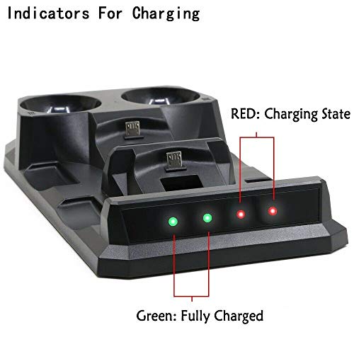 OSTENT 充電スタンド PS4 PS VRコントローラー用 4 in1 充電器 スタンド