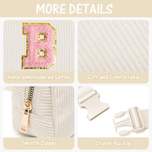 Image of Gitus Gifts for Teen Girls 10-12 12-14 14-16 16-18 Birthday Gifts for Girls Women Sister Teacher Initial Belt Bag Fanny Pack Crossbody Bags for Teen Girl Gifts Trendy Stuff Travel Essentials (Ivory-B)