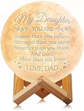 Engraved Moon Lamp Moon Light Night Light for Kids Gift for Women USB Charging and Touch Control Brightness Warm and…