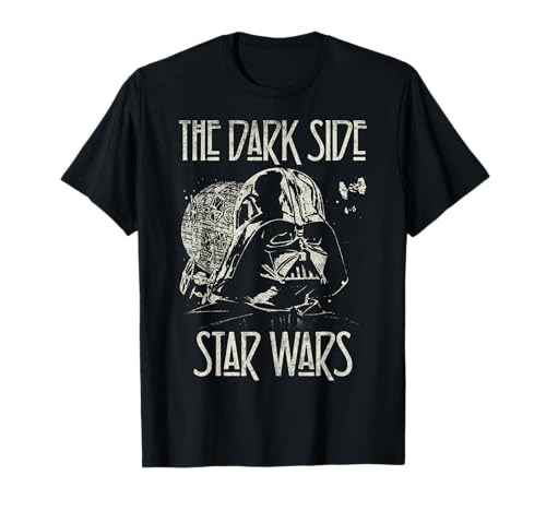 T-shirt Star Wars Homme Noir Dark Vador Death Star Coton Imprimé Vintage