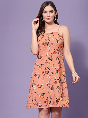 Image of OOMPH! Women A-Line Floral Mini Dress Western, Off Shoulder, Slip On