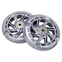 Rainbow Multi Coloured Light Up LED Front Wheels 120mm Pair - Fits Most Scooter Brands Ideal for 3 Wheel Scooters