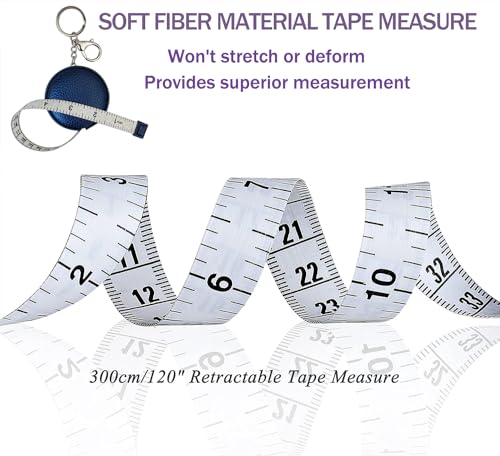 Image of Tape Measure for Body Measuring Tape Double Scale Body Sewing Flexible Ruler for Medical Body Measurement Tailor Craft Ruler, Retractable Key Chain Mini Tape Measure 120 Inches /300cm (Royal Blue)