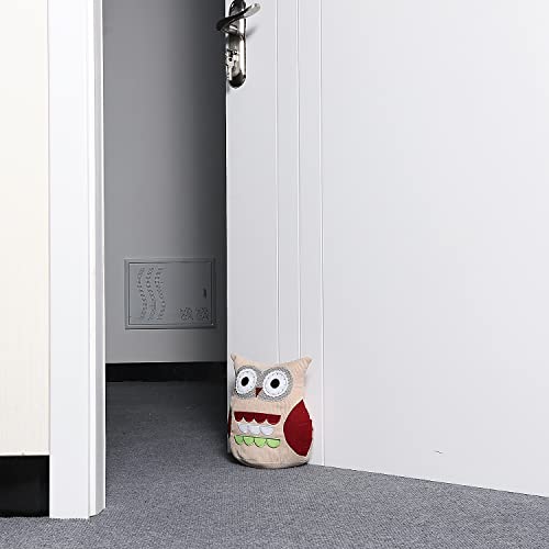Sanlykate Fabric Decorative Door Stopper, 2.2Lb Cute Interior Animal Doorstops, Anti Collision Heavy Duty Door Stoppers For Home, Book Stopper Weighted Floor Wall Protector, Owl Khaki #TOP6