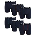 IZOD Mens Boxer Briefs - 6 Pack Ultra Soft Stretch Performance Mens Underwear Boxers with No Fly Contour Pouch, 6" Inseam, All Navy Blazer, L