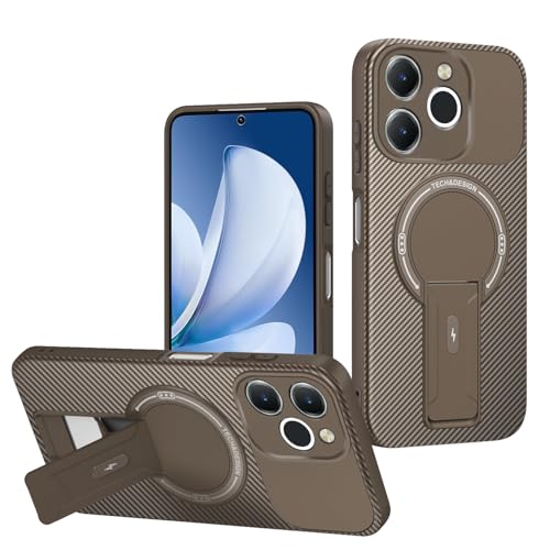 �Ή��@�� for Realme C71 4G (India) / Note 70T / Note 70,�Ή��@�� for Realme Narzo 80 Lite ���C�z���X�^���h 2-in-1�yTPU+PC�z�J�����ی�X�^���h �ϐk�P�[�X Brown