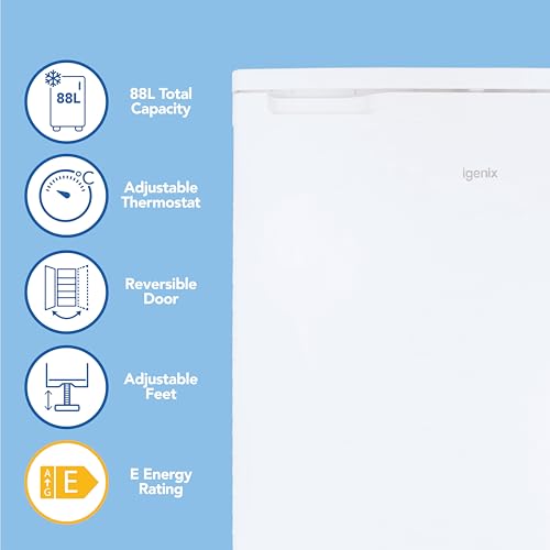Igenix IG355W Freestanding Under Counter Freezer with 3 Large Drawers, Reversible Door, 88 Litre Freezer Capacity, 55 cm Wide, White - 2