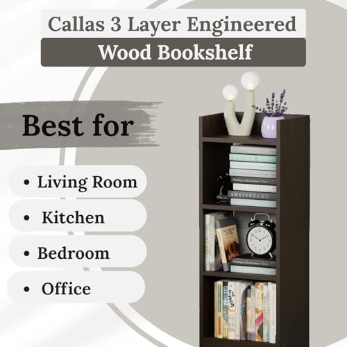 Image of Callas 3 Layer Multipurpose Engineered Wood Bookcase | Storage Organizer for Adults & Kids | Multi-Purpose Shelf for Books, Toys & Home Office Use (BR-008-Black)